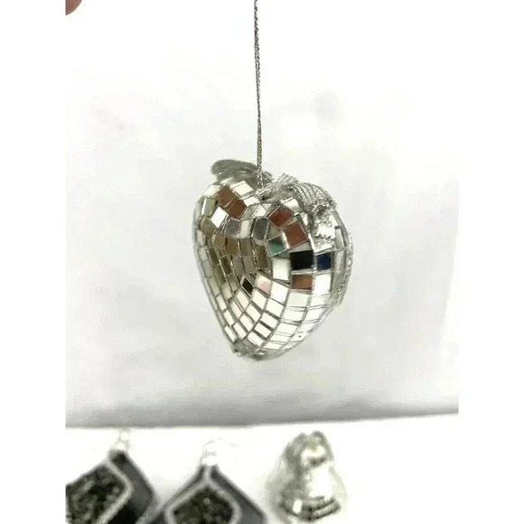 VTG Lot of 8 Mercury Glass Ornaments Mirror Heart Bell Stars Holiday Christmas - Picture 13 of 16